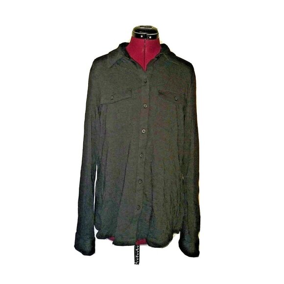 Columbia Easygoing Shirt Black Women Tab Sleeves Button Front Size Large - Picture 1 of 6